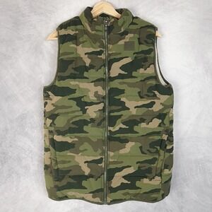 Under Armour Vest Boys XL 18-20 Green Camo Fleece Lined Puffer ColdGear Storm